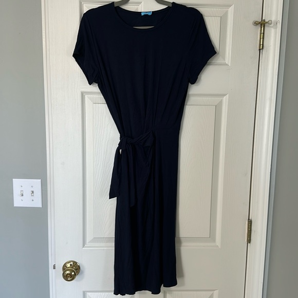 J. McLaughlin Elora Navy Jersey Faux Wrap Dress, size XL - Picture 2 of 5
